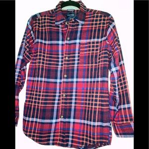 Red/ blue boys plaid flannel button down